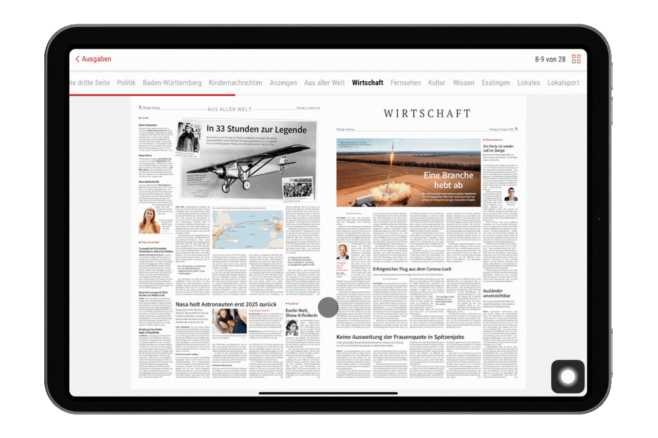 Tutorial zur Schriftfunktion im Esslinger Zeitung E-Paper