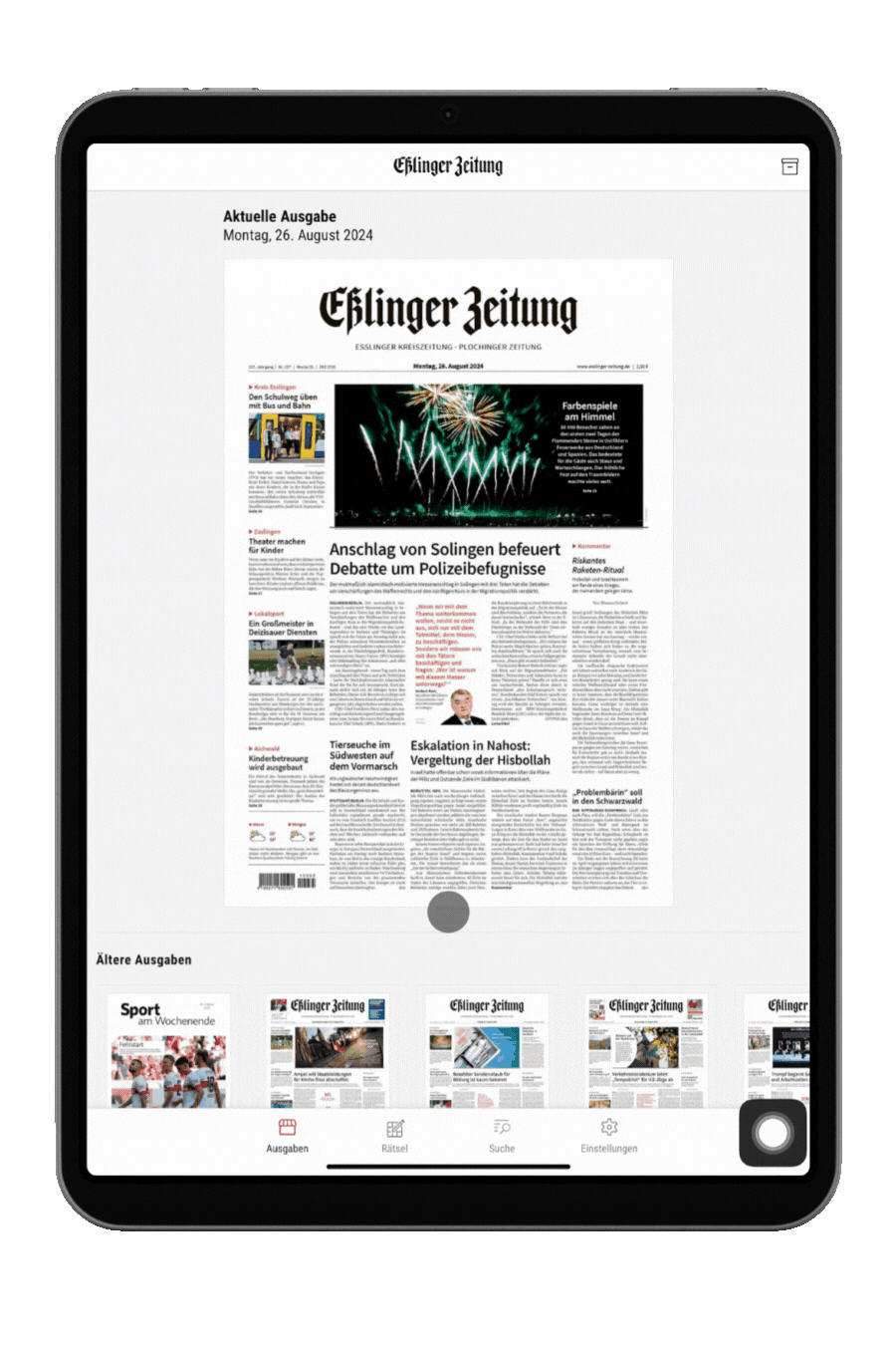 Tutorial zur Suchfunktion im E-Paper der Eßlinger Zeitung